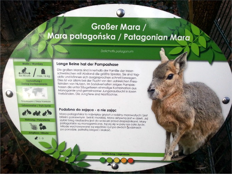 Sign in German and Polish with information about the Mara