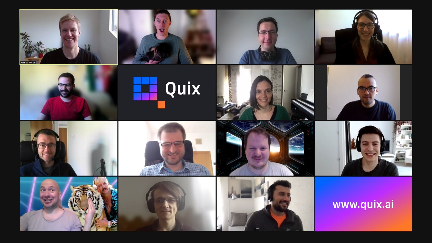 Screenshot: Quix team during a Zoom meeting